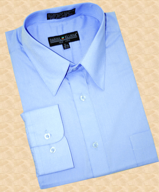 Daniel Ellissa Solid Light Blue Cotton Blend Dress Shirt With Convertible Cuffs DS3001